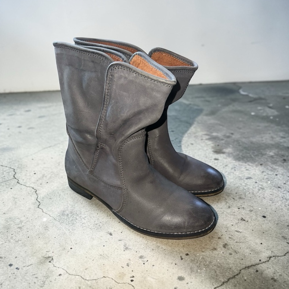 Micheal Shannon “Corbel” Gray Leather Mid-Calf Boots Women’s Size 7